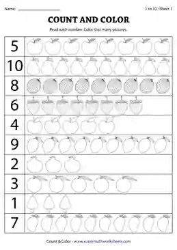 Counting Foward Count and Color Worksheets | Free Printables
