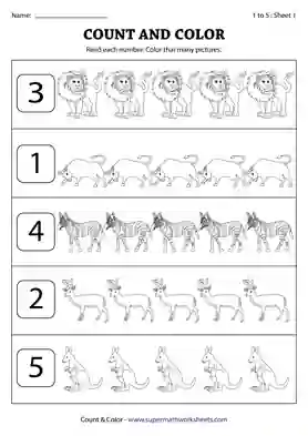 Counting Foward Count and Color Worksheets | Free Printables